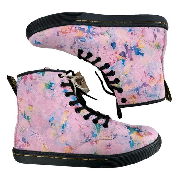 Dr. Martens Sheridan Pink Confetti Suede Lace-Up Boots Women’s Size 7 - Picture 8 of 16